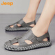 Jeep (JEEP) men's sandals men's summer 2023 new style soft-soled slippers driving dual-purpose work and work beach leather 12033 HY Black 39
