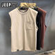 
JEEP SPIRIT Jeep Large Size 300 Jin [Jin equals 0.5 kg] New summer pure cotton American retro sports vest men's sleeveless shirt loose knives khaki [selected good stuff] XL Recommended 110-125 Jin [Jin equals 0.5 kg]