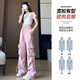 粉色工装裤女夏季薄2025新款高腰垂感降落伞速干休闲阔腿美式运动 蚂蚁-687【黑色】 M