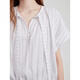 
ELLE slack lace-up striped shirt for women 2025 summer new loose casual niche commuter style shirt white L