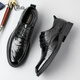 Millies Top Layer Cowhide Herrenschuhe Britische Business Casual Schuhe glänzend Retro Herren Hochzeitsschuhe Lederschuhe Männer U1291 Black 42