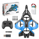 Yingtang novice Xiaobai’s entry-level children’s foam remote control aircraft fixed height and fall resistance gravity glider colorful lights Foam four-copter aircraft red [handle remote control English high-end (three-battery continuous version)