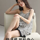 
Palando pure cotton pajamas for women in summer stripes with chest pads 2025 new suspender beautiful back cool-looking girls' home clothes can be worn outside 09M5003 ([no bra, cool and comfortable]) L 160-165cm110-130Jin[Jin equals 0.5 kg]