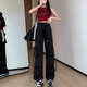
Casual simple dopamine wear work pants for women in spring and summer drawstring hip-hop thin style wide-leg floor trousers MY-687 yellow XL