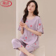 Langsha 2025 Neue Pyjamas für Frauen im Sommer Dünne kurzärmelige Kumpelhosen lässig Loose Girl Home Anzug zweiteiler Set 7029# M [Empfohlen 70-95Jin [Jin gleich 0,5 kg]]