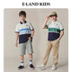 E LAND KIDS 100% cotton children's clothing boys POLO shirt 2025 summer new printed stripes Green/40 170
