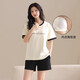 Hengyuanxiang Pyjamas Frauen reines Baumwoll 2025 Neues dünne Kurzarmshorts Pullover Home Cloding Set Frühling und Sommer 6172 L