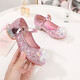 Meiyi Tong 2025 Spring and Autumn New Thick Heel Princess Shoes Cartoon Princess Elsa Mary Jane Shoes Girls Crystal Sequins Blue 28 Inner Length 17.5cm