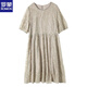 Romon gesticktes High-End-Kleid für Frauen 2025 Sommer Neue Mode Koreanische Version Slim Casual und Vielseitiges Temperament Spitzenspleißen grau m