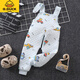 G.DUCKKIDS children's suspender long johns, thickened and warm, boys and babies, autumn and winter girls' open crotch belly-protecting bottoming one-piece pajamas, lotus color pink 100 cm