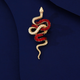 Qianjun 2025 new python brooch, high-end women's exquisite versatile snake-shaped corsage brooch with various designs 1 gold blue