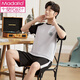 Modal Herren Pyjamas für Herren Sommer Baumwolle kurzärmelige Home-Kleidung für den Sommer mittleren Alters und Fettplus-Größe Set 9930 [H-Serie Herren Kurz-/Schläfer-Kurz-/Hosenanzug] XL [Vorgeschlagen 130-150jin [Jin gleich 0,5 kg]]