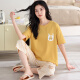 Langsha pijama para mujeres en verano algodón puro 2025 nuevos pantalones recortados de manga corta con almohadillas en el pecho para ropa al aire libre para trajes de mujer 9207 con almohadillas en el pecho M