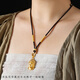 Chuji Lao Phoenix 999 Buddha amulet pendant lanyard high-end thangka pendant rope buckle beeswax gold jade pendant necklace rope braid black 3mm thick Yunluo pendant buckle