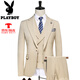 Playboy 2025 Summer Casual Suit Men Men Business Boded Groom Vestido Traje pequeño de tres piezas Conjunto de tres piezas de tres piezas (traje + chaleco + pantalones) 3xl
