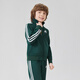 adidas autumn children's stand-up collar sports and casual jacket dark green/white 110