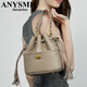 Anysmic Luxury High-End-Marke-Tasche Frauenbeutel-Sensing-Kopfschicht Cowide Eimer Bag 2025 Neues echtes Leder Quasten Crossbody Khaki 21*11*22