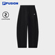 FILA FUSION Fila Fashion Brand Knitted Pants for Women 2025 Autumn New Fashion Loose Straight-Line Casual Pants, Black-BK M 165/66A/M