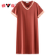
Yalu 2025 new nightgown women's pajamas summer ice silk high-end short-sleeved sexy dress real home clothes off white 9926 M 160