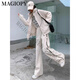 Magiopy International Luxury High-End Brand Fashion Brand Loak Casual Sports Set Women's Women's Spring Fashion Age Spring Fashion, снижающий топ для погладьте + брюки XS (80-95JIN [JIN равно 0,5 кг]))