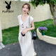 
Playboy (PLAYBOY) white beautiful temperament big heroine dress for women 2025 summer new waist-hugging sleeveless shirt skirt white L
