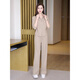 
Tachimis TOUCH MISS high-end light luxury casual suit 2025 new temperament age-reducing cardigan for women, wide-leg two-piece black suit L [recommended 100-110Jin [Jin equals 0.5 kg]]