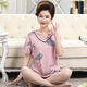 
Victoria's style middle-aged mother pajamas for women in summer pure cotton short-sleeved home clothes middle-aged and elderly thin cropped pants two-piece set Y3937 2XL