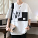 Semir großer großer Fettmann trendy Spleißen kontrastierende Farbe kurzärmeligte T-Shirt Herren Sommer Lose lässige hübsche, hellem halbärmeligen Top D695-Black M Empfohlen 80-110jin [Jin ist 0,5 kg]