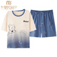 
Modal 2025 summer new pajamas for women pure cotton shorts shorts fat girl plus size with breast pad home clothing set 3519 short sleeve suit without breast pad M