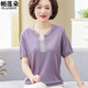 Kuzhang (Kuzhang) 2025 Neues Mutter-Sommer-Strick-T-Shirt im mittleren Alter mittleren Alters mit kurzärztem Anzug mittleren Alters mittleren und älterer Menschen mit großer Größe 9757 Red M empfohlen 80-95jin [Jin entspricht 0,5 kg]