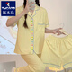 
Woodpecker Creamy Plaid Pajamas Women's Summer Short Sleeve Pure Cotton Three-Piece Set 2025 New Cute Dachshund Dog Student Home Clothing #FS-Three-Piece Set 14137 M [75-95Jin[Jin equals 0.5 kg]]