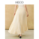 Heco [Gaze ist wie ein Traum] Neue chinesische Stil Solid Color Big Sway Rock für Frauen 2025 Sommer hohe Taille schlanker Fischschwanzrock Aprikose S