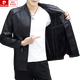 Pierre Cardin Chaqueta de cuero para hombres Otoño e Invierno 2025 Chaqueta de cuero para hombres nuevos este año Negro sin vellón 3xl 155-175Jin [Jin equivale a 0.5 kg]