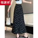 Hengyuanxiang falda floral negra para mujeres en verano Nuevo estilo que cubre las caderas para hacer que se vean de falda de línea delgada en las vacaciones de la playa Use una pequeña falda larga negra 2xl recomendado 160-180Jin [Jin iguala 0.5 kg]