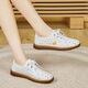 QISA Zapatos casuales para mujeres 20205 Summer NUEVA Moda versátil y cómodos zapatos de mujer Flat Sole Hollow Breatable sin deslizamiento para mujeres NM-6210 Platinum Hole 38