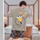 He Jiagong Crayon Shin-shirt Summer Cotton Home Suit Boy Printing Trendy Teenagers Plus Size Set 6628 Cat and Mouse M Student [90-115Jin [Jin equals 0.5 kg]]