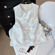 6622 New Chinese style vest young and gentle temperament age-reducing summer blue jacquard horse clip vest wears outside picture color M ([Suggested 100 Jin [Jin equals 0.5 kg] or less])
