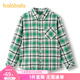 Balabala Official Authentic Children's Shirt Boys' Shirt Long Sleeve 2025 Spring and Autumn Clothing Girls Plaid Green Tone 00444 90 cm
