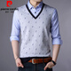 Pierre cardin brand men's fake two-piece long-sleeved T-shirt lapel spring and autumn new T-shirt with collar Korean shirt collar base shirt 3878 red 2XL 180/120/54
