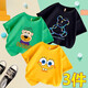 Running sisters RUNAWAY SISTERS boys cotton short-sleeved T-shirt children's spring and summer cartoon printed casual children's half-sleeved top A627 green + A665 yellow + A693 white 90