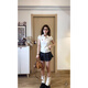 Diejiaonuo Dress for Women en verano 2025 NUEVA DOPAMINA COREANA Pure American Sweet Girls Set White Top + Skirt + Belt S