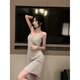 Sexy women's pajamas in summer new style with chest pad suspender nightgown for ladies pure slim and solid color student home clothes 686 gray suspender skirt [with chest pad] M [Suggested 95 Jin [Jin equals 0.5 kg]]