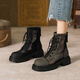 Woodpecker Hollow Martin Boots Spring and Autumn Thin Mesh Boots New Thick Heel Thick Sole Mesh Sandal Boots Summer Breathable Short Boots Black 39