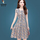 Woodpecker Ice Silk Robe 2025 Nouveau Température de vêtements pour femmes haut de gamme Réduire l'âge à manches courtes Mère d'âge moyen jupe d'été pour femmes Ice Silk 9904 jupe M 100Jin [Jin est égal à 0,5 kg]