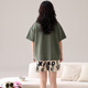 Langsha pajamas for women in summer pure cotton 100% short-sleeved shorts sweet pullover girl summer thin home clothes can be worn outside 844 women M