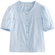 
Inman French Lotus Leaf Collar Cotton Embroidered Shirt Summer Women's Romantic Short-Sleeve Temperament Shirt Sky Blue M