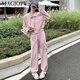 Magiopy International Luxury High-End-Marke Sweet Cool Casual Sports Set 2025 Frühling modisches Alter reduziert rosa Jacke Pink Zweiköpfige Set M (101-110jin [Jin Equals Equals gleich]))