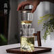 语森忆个人专用泡茶杯茶水分离男士带把喝茶水杯玻璃日式观山茶道杯子 9194鸿崖三件杯榉木450ML 200mL(含)-400mL(含)