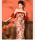 Fu Ling New Chinese Dressing Robe Bridal Luxurious Photography Chinese Engagement Toast Wear One Shoulder Fishtail Wedding Back Door Wear Banquet Burgundy M