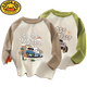 G.Duckkids Camisa de la base de cuello redondo de terciopelo alemán de los niños con ropa interior cálida de mangas largas de forma mediana de modales modernos de moda
